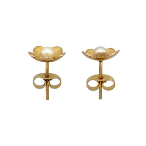 9ct Gold & Pearl Set Flower Stud Earrings