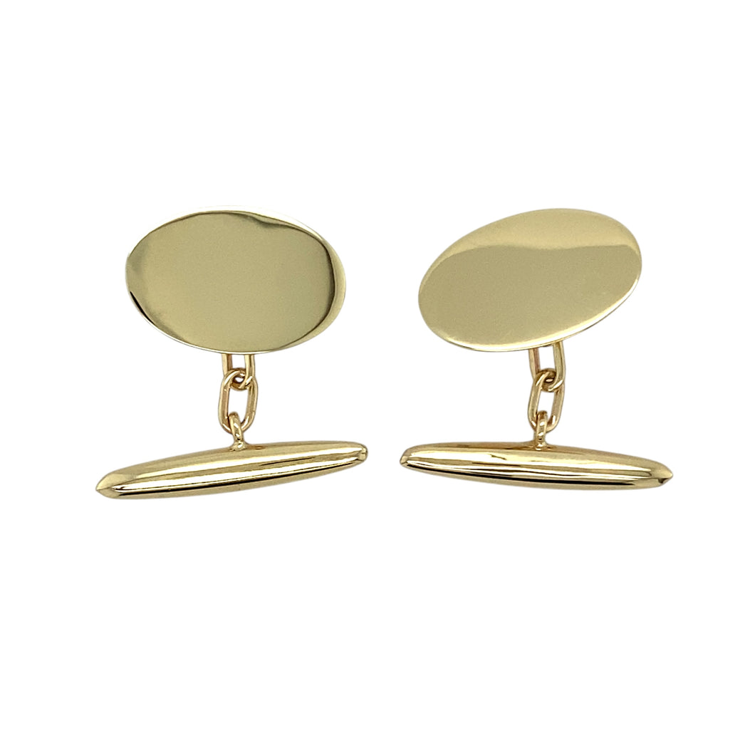 9ct Gold Oval Cufflinks