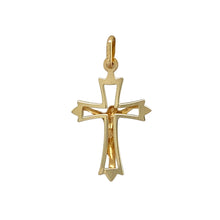 Load image into Gallery viewer, Add a meaningful and classic piece to your jewellery collection with this pre-owned 9ct yellow gold crucifix pendant, featuring:

Design: A traditional crucifix pendant, symbolising faith and devotion.
Material: 9-carat yellow gold, offering a warm and timeless appeal.
Weight: A lightweight 1 gram, making it comfortable for everyday wear.
A perfect accessory to wear alone or pair with a chain for a personalised touch, ideal for those who appreciate religious jewellery.
