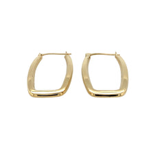 Load image into Gallery viewer, Add a sleek and modern touch to your jewellery collection with these pre-owned 9ct yellow gold long rectangle plain creole earrings, featuring:

Design: Contemporary long rectangular creole earrings, offering a minimalist and sophisticated look.
Material: 9-carat yellow gold, providing a warm and timeless appeal.
Weight: A lightweight 1.40 grams, ensuring comfortable wear for any occasion.
A stylish and versatile accessory, perfect for those who appreciate elegant, understated jewellery with a modern edge.
