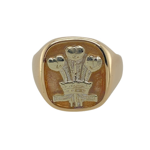 9ct Gold Welsh Three Feathers Signet Ring