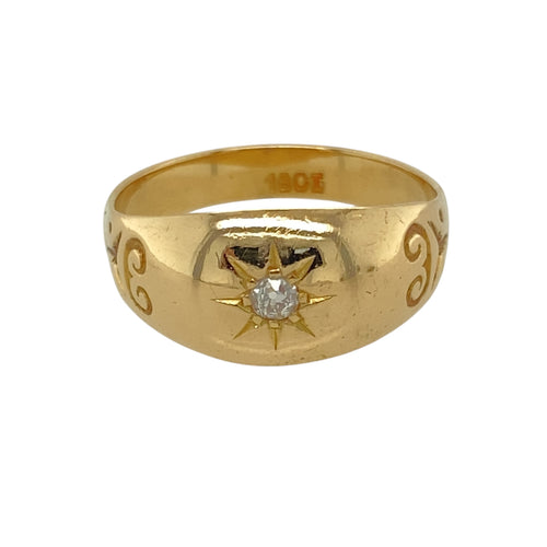 18ct Gold & Diamond Set Vintage Style Ring