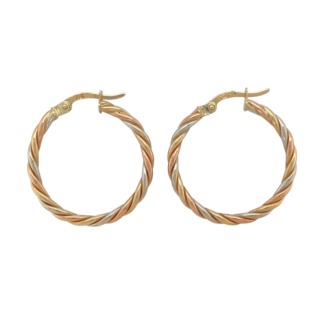 9ct Gold Twisted Hoop Creole Earrings
