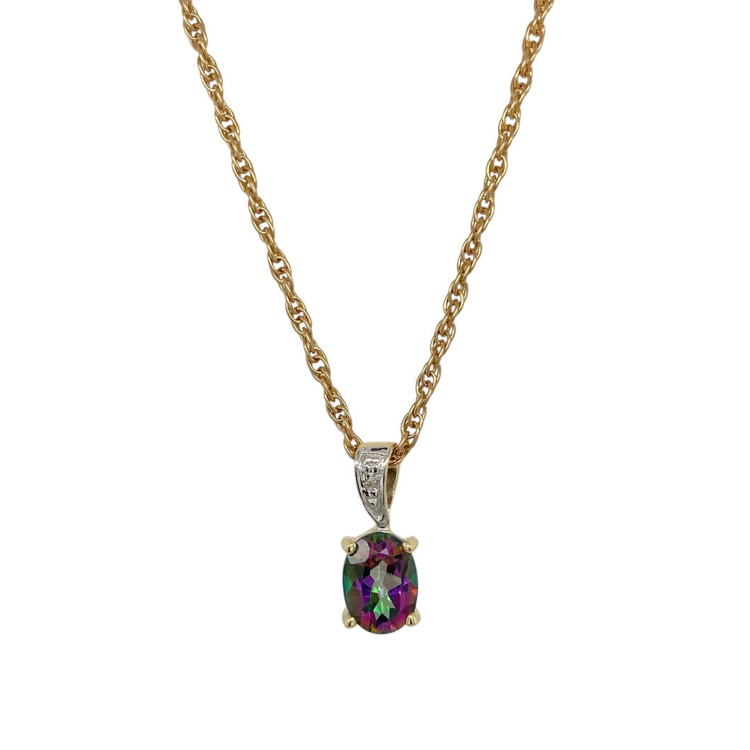 9ct Gold Diamond & Mystic Topaz Set 16