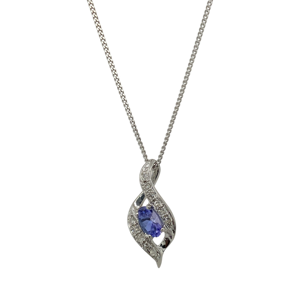9ct White Gold Diamond & Tanzanite Set 18