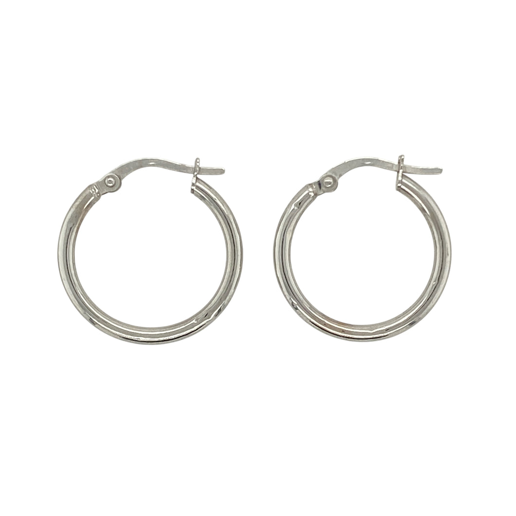 9ct White Gold Plain Hoop Creole Earrings
