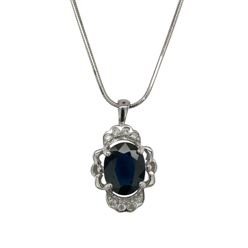 18ct White Gold Diamond & Sapphire 16