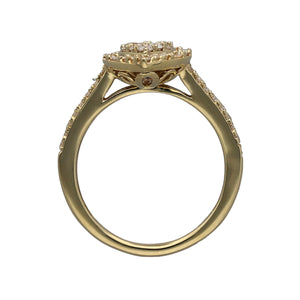 9ct Gold & Diamond Set Teardrop Halo Cluster Ring