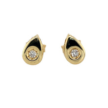 Load image into Gallery viewer, Preowned 18ct Yellow Gold &amp; Diamond Set Teardrop Stud Earrings with the weight 3 grams
