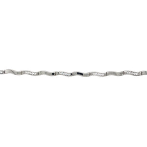 9ct White Gold & Cubic Zirconia Set 7.5" Bar Bracelet