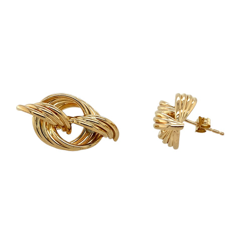 9ct Gold Overlapping Band Knot Stud Earrings