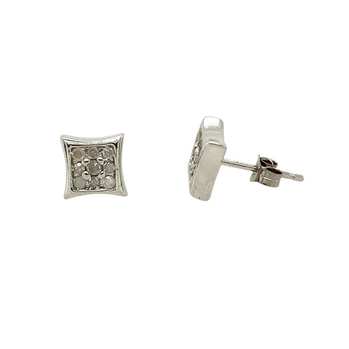 10ct White Gold & Diamond Set Cluster Stud Earrings