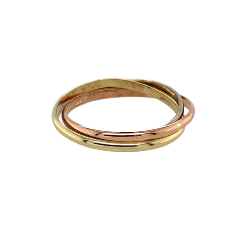 9ct Gold Three Interlinking Band Wedding Band Ring