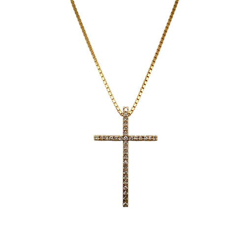 18ct Gold & Diamond Set Cross 20