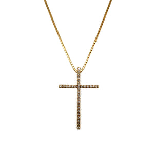 18ct Gold & Diamond Set Cross 20" Necklace