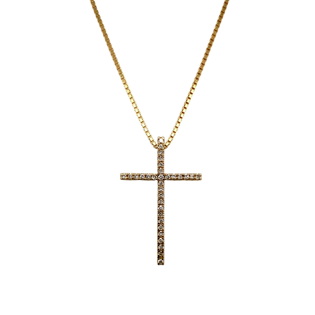 18ct Gold & Diamond Set Cross 20