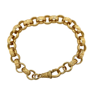 New 9ct Solid Gold 8.5" Patterned Belcher Bracelet