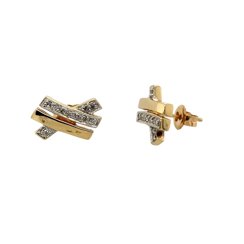 9ct Gold & Diamond Set Kiss Stud Earrings