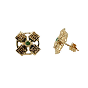 9ct Gold & Green Stone Celtic Stud Earrings