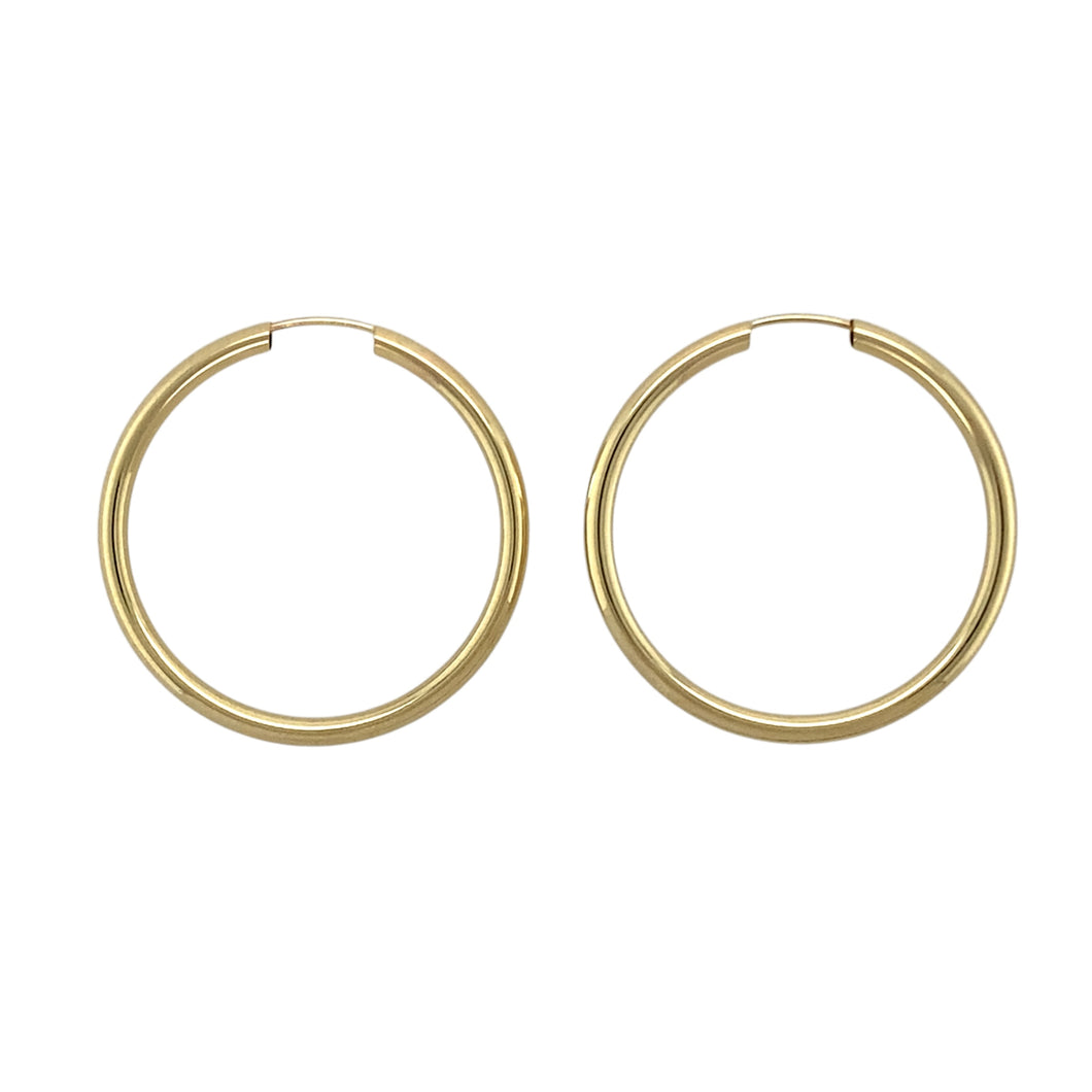 9ct Gold Plain Hoop Earrings