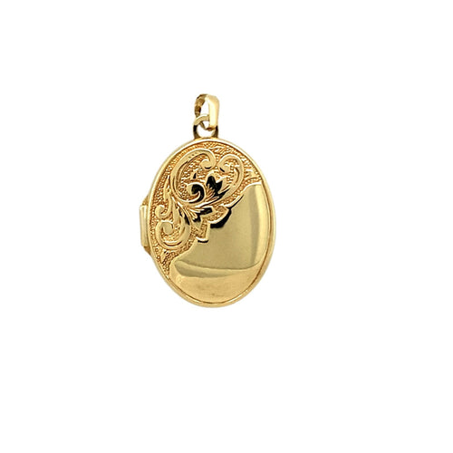 9ct Gold Patterned Oval Locket