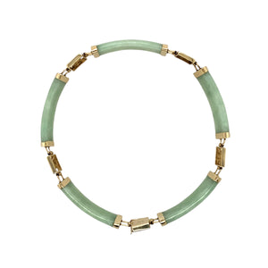 9ct Gold & Jade Set 7.5" Bracelet