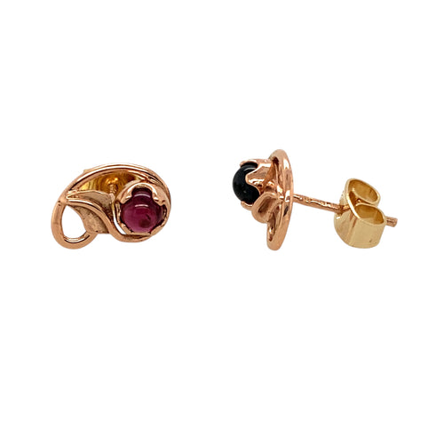 9ct Gold & Garnet Set Vine Clogau Stud Earrings