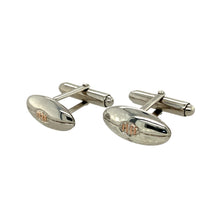 Load image into Gallery viewer, Preowned 925 Silver Clogau with 9ct Rose Clogau Gold Clogau Welsh WRU Rugby Ball Cufflinks with the weight 11.70 grams
