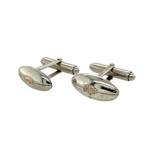 Preowned 925 Silver Clogau with 9ct Rose Clogau Gold Clogau Welsh WRU Rugby Ball Cufflinks with the weight 11.70 grams