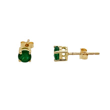 Load image into Gallery viewer, 10ct Gold &amp; Emerald Coloured Stone Set Stud Earrings
