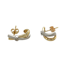 Load image into Gallery viewer, 9ct Gold &amp; Diamond Set Brushed Finish Kiss Style Stud Earrings
