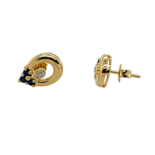 Load image into Gallery viewer, 18ct Gold Diamond &amp; Sapphire Set Teardrop Stud Earrings
