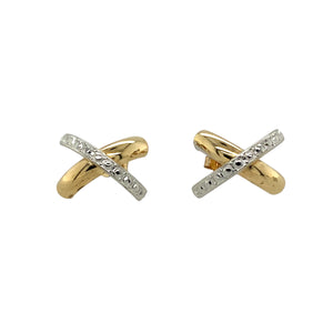 Add a touch of charm to your jewellery collection with these pre-owned 9ct yellow and white gold kiss X-shaped stud earrings, featuring:

Design: Stylish X-shaped stud earrings, symbolising a kiss for a playful yet elegant look.
Material: Crafted from 9-carat yellow and white gold, creating a beautiful two-tone contrast.
Weight: A lightweight 0.70 grams, ensuring comfortable wear throughout the day.
A delicate and versatile accessory, perfect for everyday wear or as a thoughtful gift.