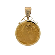 Load image into Gallery viewer, 9ct Gold &amp; 22ct Gold Full Shield Back Sovereign Mount Pendant
