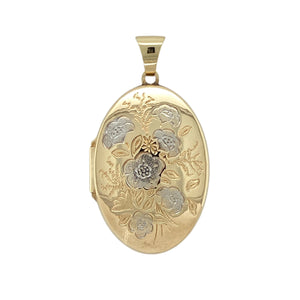 9ct Gold Floral Patterned Oval Locket