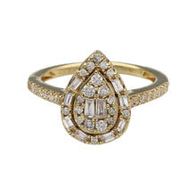 Load image into Gallery viewer, 9ct Gold &amp; Diamond Set Teardrop Halo Cluster Ring
