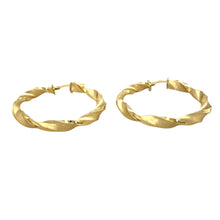 Load image into Gallery viewer, New 9ct Yellow Gold 38mm Satin Twisted Creole Earrings with the weight 3.50 grams
