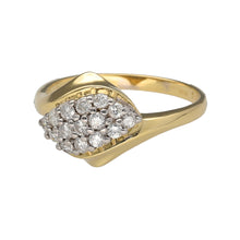 Load image into Gallery viewer, Preowned 18ct Yellow and White Gold &amp; Diamond Set Cluster Ring in size O with the weight 3.60 grams. The front of the ring is 12mm high and there is approximately 32pt of diamond content in total
