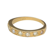 Load image into Gallery viewer, Preowned 18ct Yellow Gold &amp; Diamond Set Patterned Eternity Band Style Band Ring in size O with the weight 3.90 grams. The front of the band is approximately 3.5mm wide and there is approximately 56pt of diamond content in total
