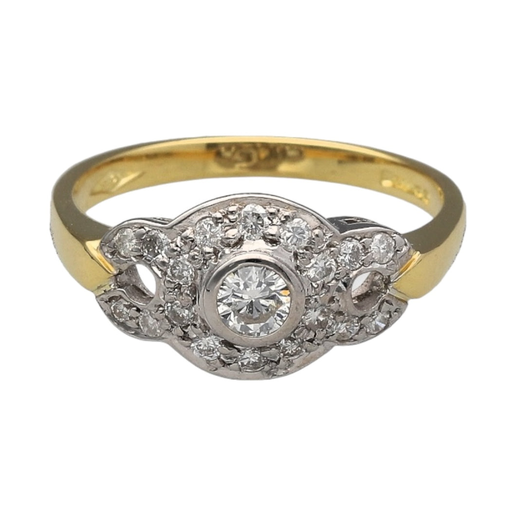 18ct Gold & Diamond Set Halo Circle Dress Ring