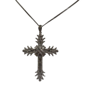 New 9ct White Gold & Diamond Set Cross Pendant