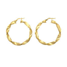 Load image into Gallery viewer, New 9ct Gold 38mm Satin Twisted Creole Earrings
