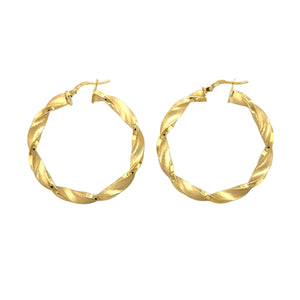 New 9ct Gold 38mm Satin Twisted Creole Earrings