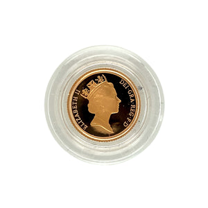 A 1994 22ct Gold Half Sovereign Queen Elizabeth Coin with a George and the Dragon reverse in a Royal Mint box