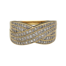 Load image into Gallery viewer, 18ct Gold &amp; Diamond Set Wide Crossover Band Ring
