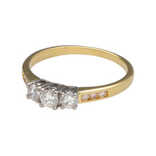 Load image into Gallery viewer, Preowned 18ct Yellow and White Gold &amp; Diamond Set Trilogy Ring in size O with the weight 2.70 grams. There is approximately 43pt - 50pt in total
