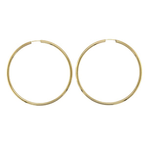 9ct Gold Large Plain Hoop Earrings