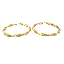 Load image into Gallery viewer, New 9ct Yellow Gold 50mm Satin Twisted Creole Earrings with the weight 4.60 grams
