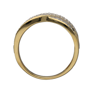 18ct Gold & Diamond Set Wide Crossover Band Ring