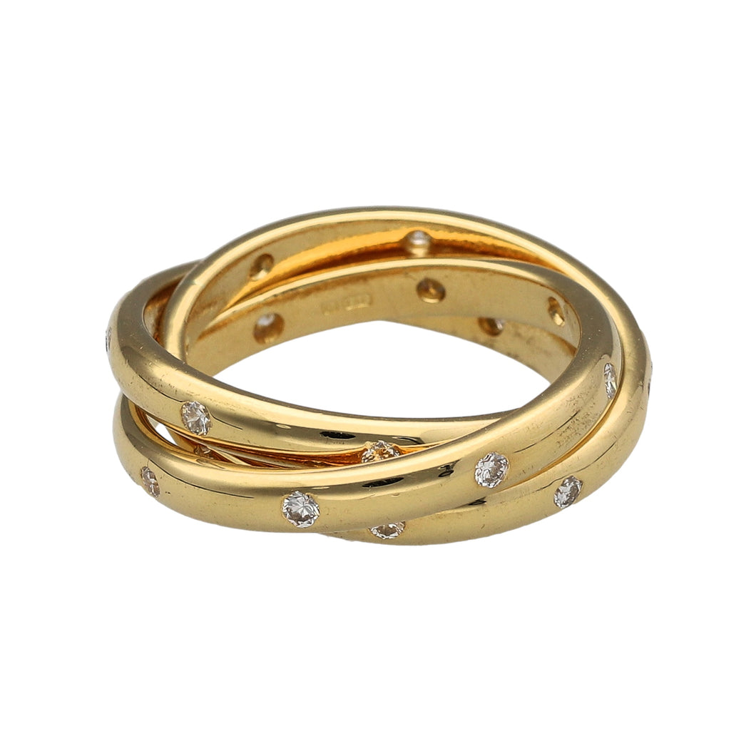 18ct Gold & Diamond Set Triple Entwined Band Ring